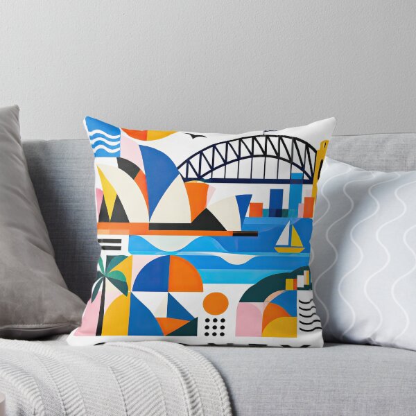 Item preview, Colorful geometric Sydney travel poster featuring the Harbour designed and sold by ckybe.