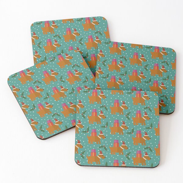 Item preview, Christmas dogs on blue designed and sold by reneesillus.