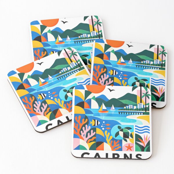 Item preview, Colorful illustrated travel poster for Cairns, Australia featuri designed and sold by ckybe.