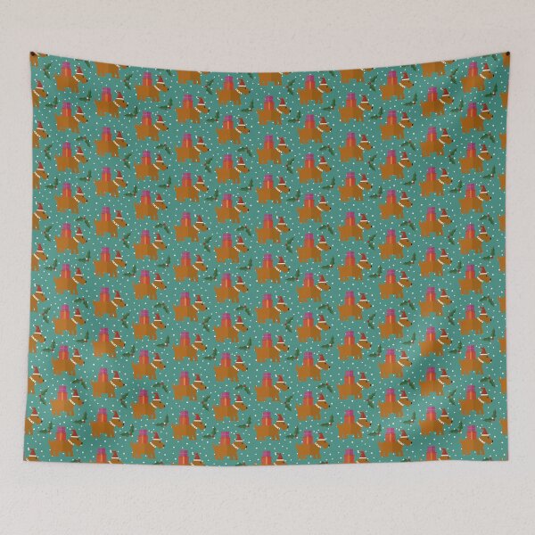 Item preview, Christmas dogs on blue designed and sold by reneesillus.