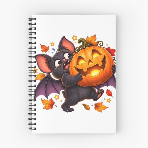 Item preview, Funny Halloween Bat – Struggling with a Giant Pumpkin designed and sold by Clothes With Smiling Animals Walt Gral.