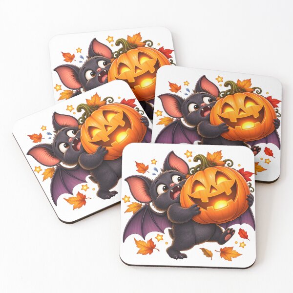 Item preview, Funny Halloween Bat – Struggling with a Giant Pumpkin designed and sold by Clothes With Smiling Animals Walt Gral.