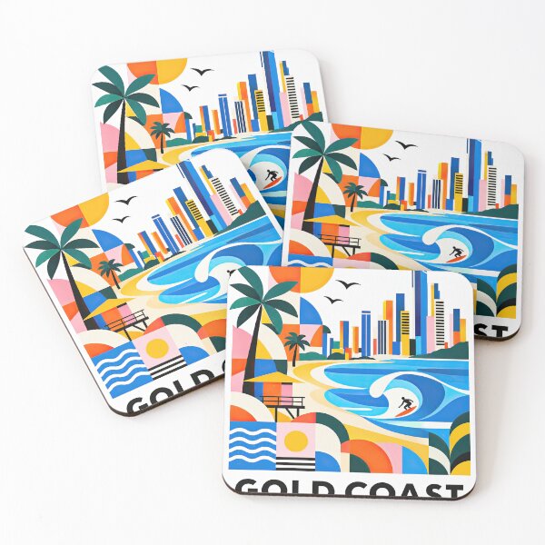 Item preview, Colorful Gold Coast Australia travel poster featuring a designed and sold by ckybe.