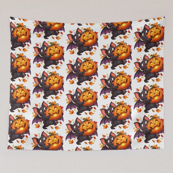 Item preview, Funny Halloween Bat – Struggling with a Giant Pumpkin designed and sold by Clothes With Smiling Animals Walt Gral.