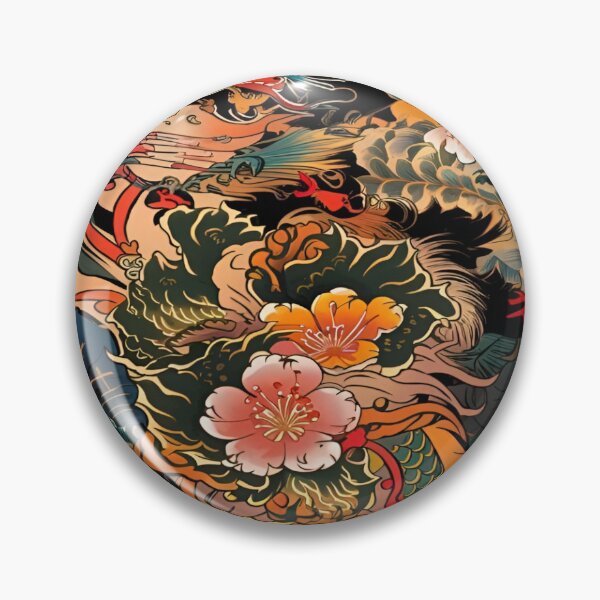 Item preview, A Japanese Dragon Lore Intertwined with Floral Elegance against a Rich Black Background designed and sold by Matt_Smith.