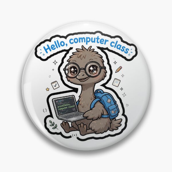 Item preview, Cute Emu Computer Class Coding Sticker designed and sold by Wildlife-Walk.