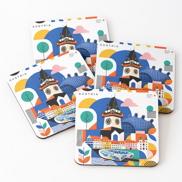 Item preview, Colorful graphic poster illustrating Graz, Austria, with the designed and sold by ckybe.