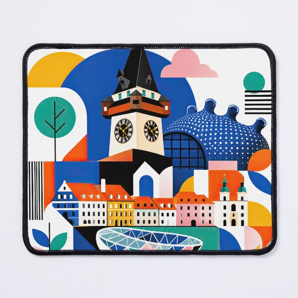 Item preview, Colorful graphic poster illustrating Graz, Austria, with the designed and sold by ckybe.