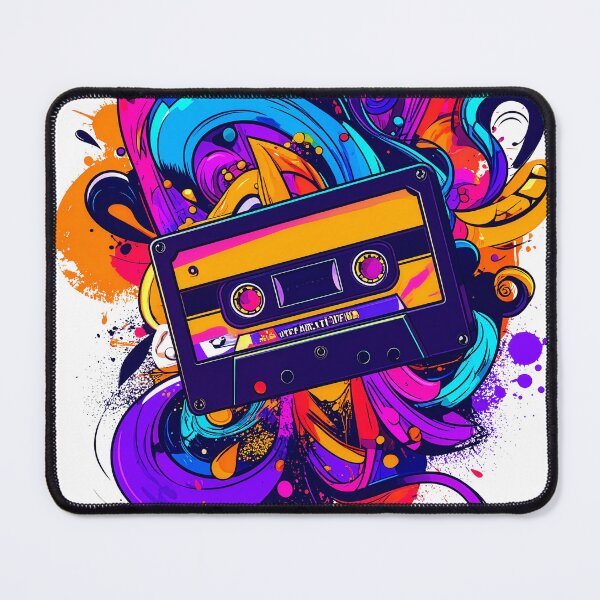 Item preview, Retro Cassette Tape Explosion | Neon 80s Music Aesthetic | Synthwave Mix Tape Art designed and sold by dj-illustration.