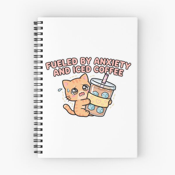 Item preview, Fueled By Anxiety And Iced Coffee - Cute Anxious Orange Tabby Cat designed and sold by Interactive-Art.
