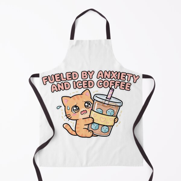 Item preview, Impulsado por la ansiedad y el café helado: un lindo gato atigrado naranja ansioso. designed and sold by Interactive-Art.