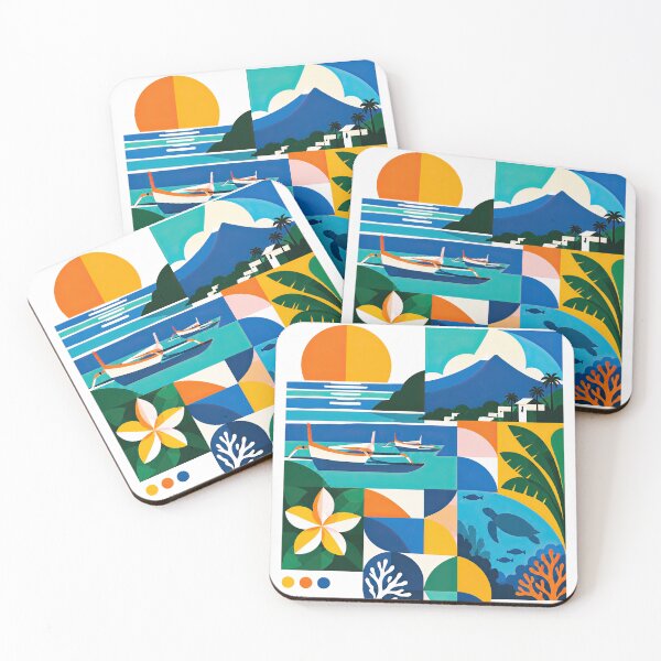 Item preview, Colorful Bali, Indonesia travel poster featuring a geometric designed and sold by ckybe.