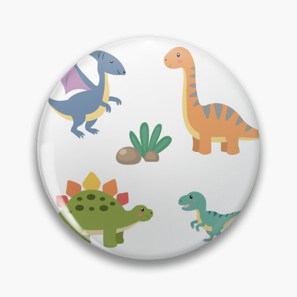 Item preview, Cute Dinosaurs Pterodactyl Stegosaurus TRex Brachiosaurus Vector Sticker Pack designed and sold by ElenMart.