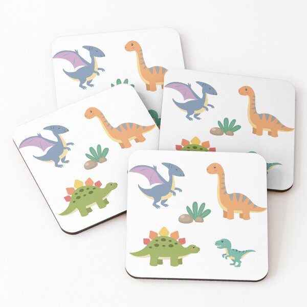 Item preview, Cute Dinosaurs Pterodactyl Stegosaurus TRex Brachiosaurus Vector Sticker Pack designed and sold by ElenMart.