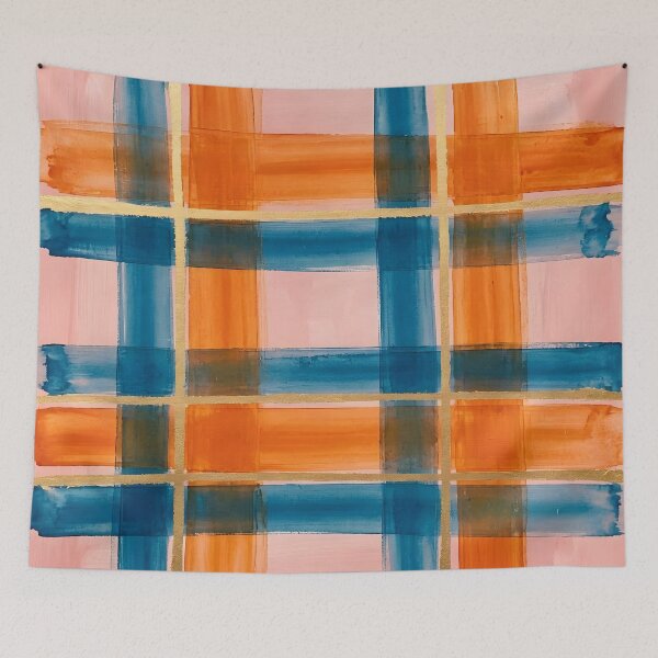 Item preview, Blue Orange Plaid Pattern  designed and sold by GraphicsClub.