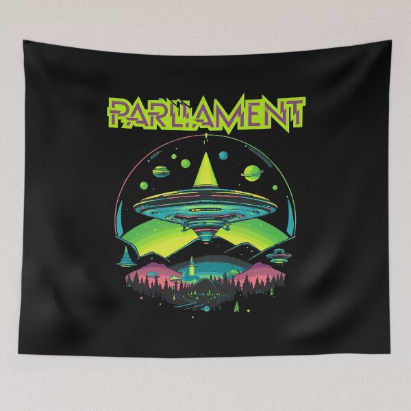 Item preview, PARLIAMENT Retro Sci-Fi UFO Landscape  designed and sold by candicinnert.