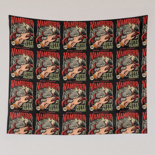Item preview, Vampurr Bites Again Funny Cat Halloween Vintage Graphic designed and sold by snailslowdance.