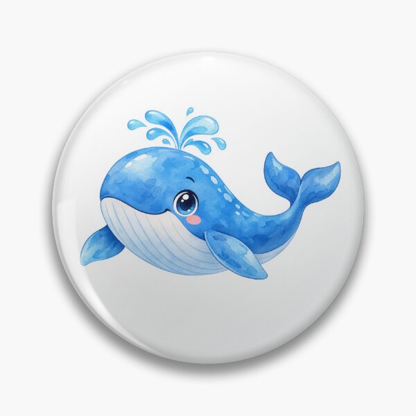 Item preview, Cute Watercolor Blue Whale Spouting Water Clipart designed and sold by Mhop2.