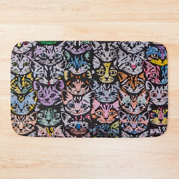 Item preview, Cat Faces A Kaleidoscope of Colorful Feline Faces Patterns Against a Dark Background designed and sold by Matt_Smith.