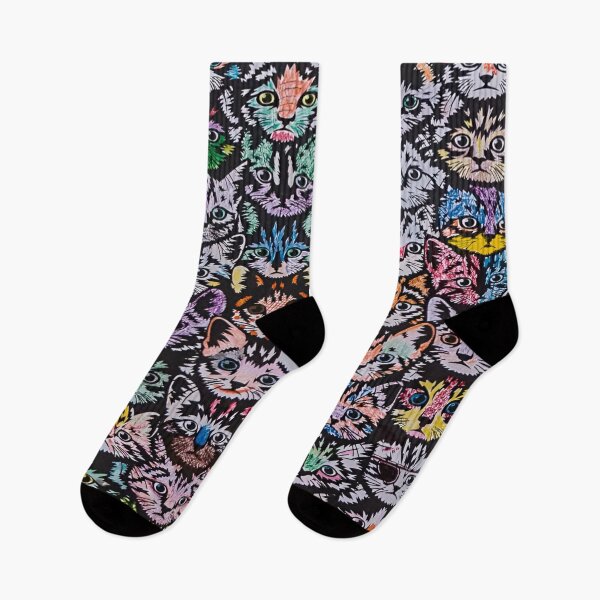 Item preview, Cat Faces A Kaleidoscope of Colorful Feline Faces Patterns Against a Dark Background designed and sold by Matt_Smith.