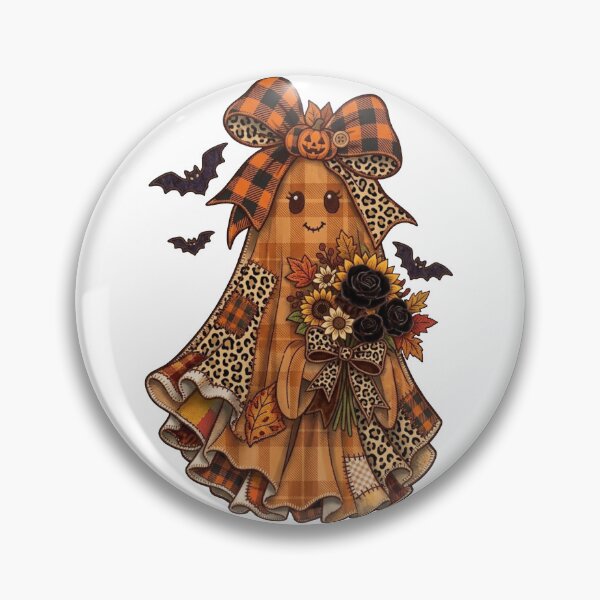 Item preview, Cute Leopard Plaid Fall Ghost with Autumn Bouquet designed and sold by designwiss.