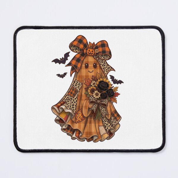 Item preview, Cute Leopard Plaid Fall Ghost with Autumn Bouquet designed and sold by designwiss.