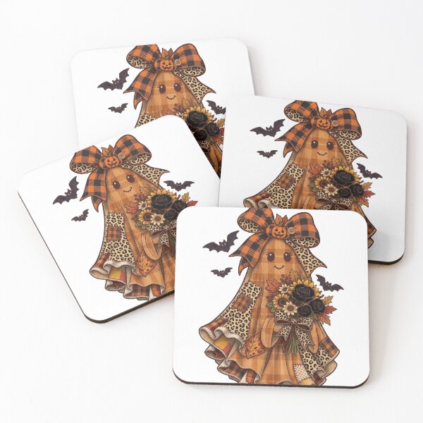 Item preview, Cute Leopard Plaid Fall Ghost with Autumn Bouquet designed and sold by designwiss.