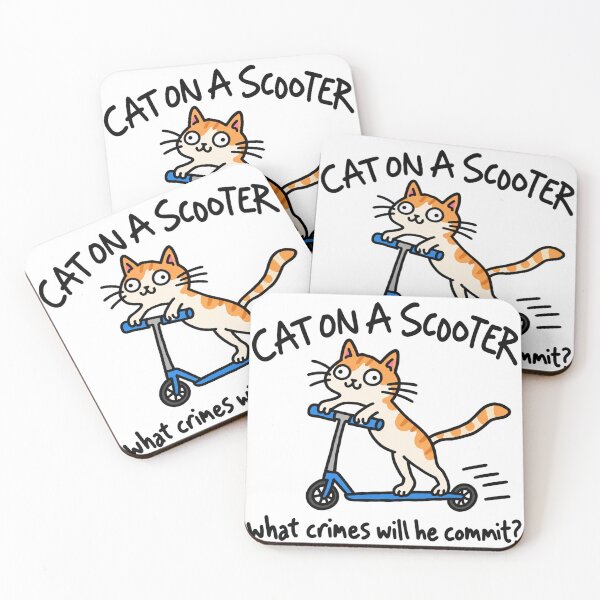 Item preview, Funny Cat Riding Scooter Cute Cartoon designed and sold by MonkiFlipp.