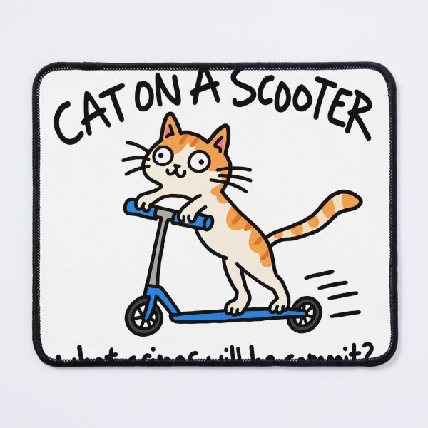 Item preview, Funny Cat Riding Scooter Cute Cartoon designed and sold by MonkiFlipp.