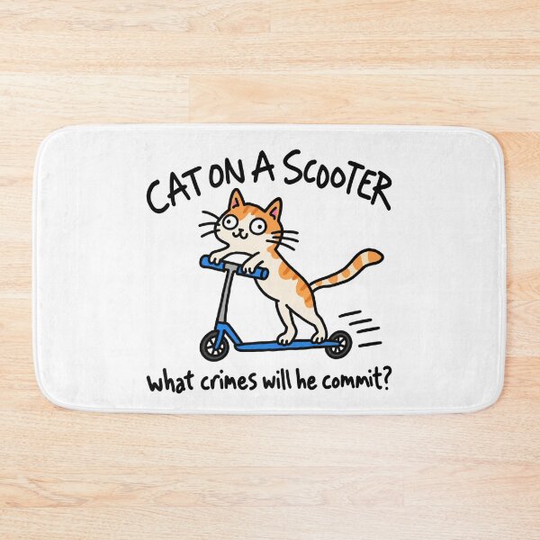 Item preview, Funny Cat Riding Scooter Cute Cartoon designed and sold by MonkiFlipp.