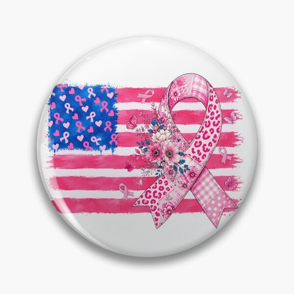 Item preview, Breast Cancer Pink Ribbon American Flag Floral designed and sold by varin-studio.