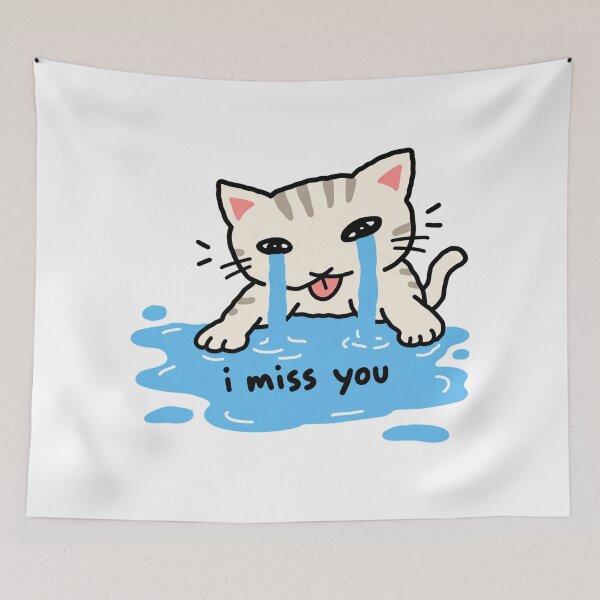 Item preview, Cute Crying Cat I Miss You Sad Love designed and sold by MonkiFlipp.