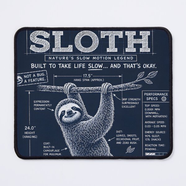 Item preview, Sloth Mode On 24/7 Funny Sloth Blueprint designed and sold by Genius Geek.