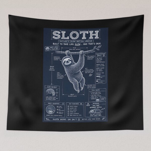 Item preview, Sloth Mode On 24/7 Funny Sloth Blueprint designed and sold by Genius Geek.