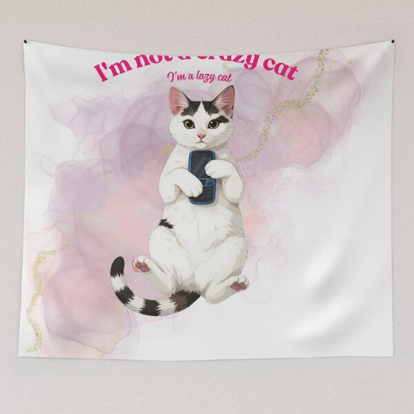 Item preview, I’m Not a Crazy Cat, I’m a Lazy Cat  designed and sold by RAJASWARSTORE.