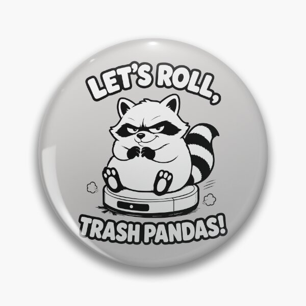 Item preview, Let's Roll Trash Pandas Raccoon. Funny Robot Vacuum Riding designed and sold by MalisoStickers.