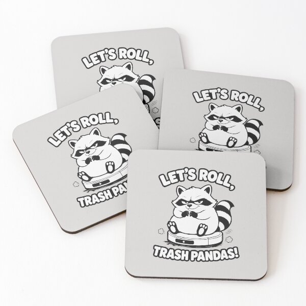 Item preview, Let's Roll Trash Pandas Raccoon. Funny Robot Vacuum Riding designed and sold by MalisoStickers.