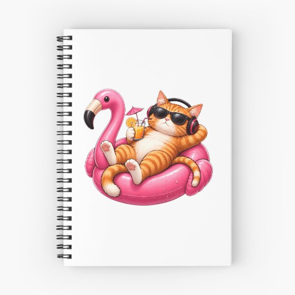 Item preview, Cool Cat Relaxing on Flamingo Float Summer Vibes designed and sold by Dmo3HarkoArt.