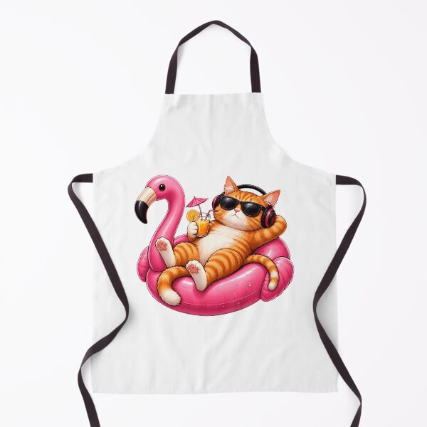 Item preview, Cool Cat Relaxing on Flamingo Float Summer Vibes designed and sold by Dmo3HarkoArt.