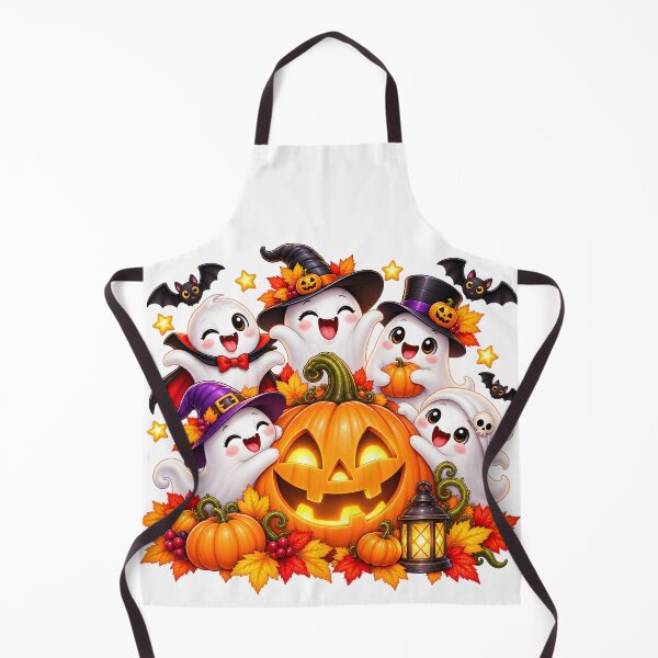 Item preview, Halloween Ghost Gathering – Five Playful Spirits & Pumpkin designed and sold by Clothes With Smiling Animals Walt Gral.