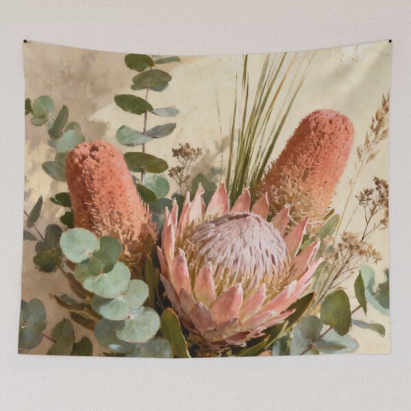 Item preview, Protea Botanical Wall Art, Modern Floral Painting, Australian Botanical Print, Earthy Nature Decor designed and sold by stylishdzign.