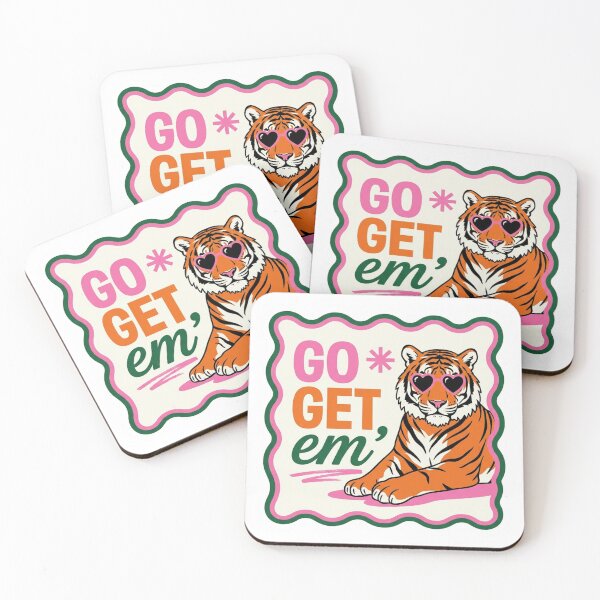 Item preview, Go Get Em Tiger Preppy Heart Sunglasses Pink Scalloped Frame Retro Mascot Motivation designed and sold by raedattia.