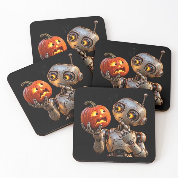 Item preview, Robot Encounters a Jack-O’-Lantern designed and sold by Ray's Photos & Art.