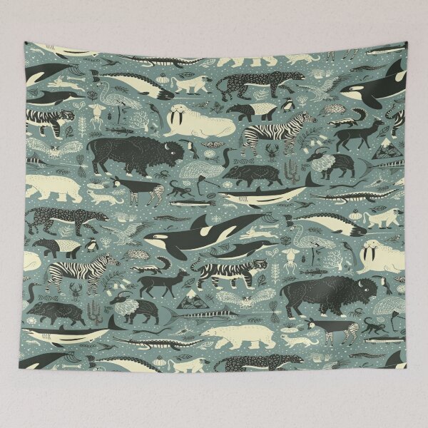 Item preview, Safari Adventure Tapestry of Wildlife Animal Silhouettes, and Nature's Breathtaking Diversity in a Richly Textured Design designed and sold by Matt_Smith.