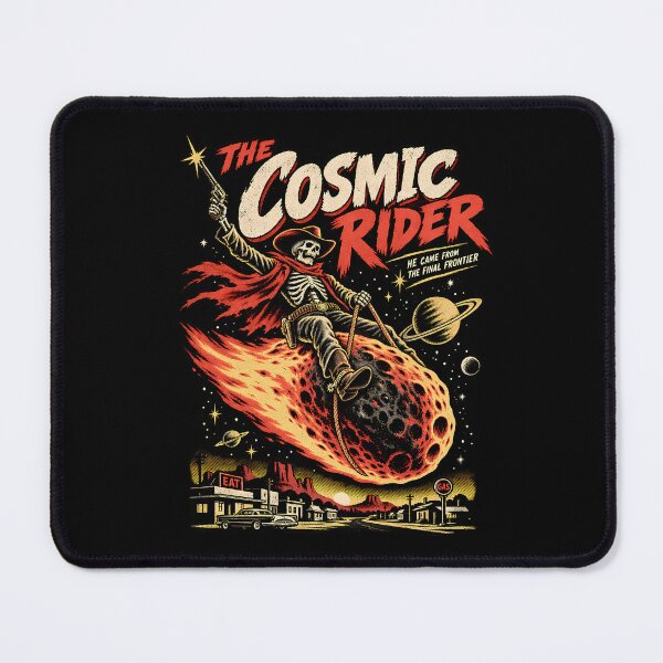 Item preview, Retro Cosmic Rider Skeleton on a Comet Vintage Space Adventure Illustration designed and sold by potseed21.
