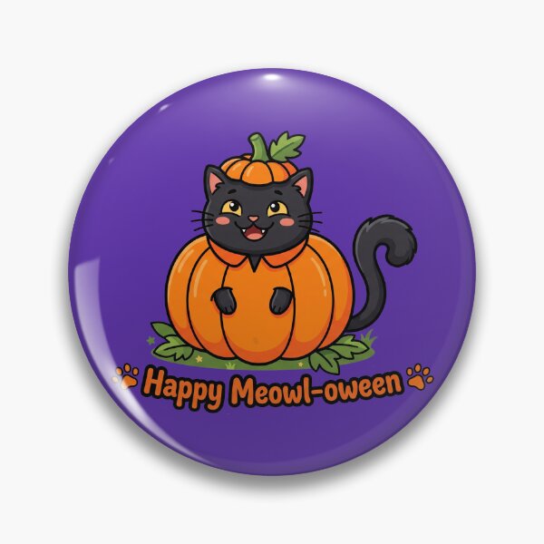 Item preview, Happy Meowl-oween Cute Black Cat in a Pumpkin Halloween Pun designed and sold by Studio_88.