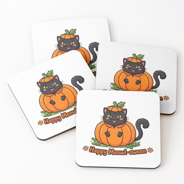 Item preview, Happy Meowl-oween Cute Black Cat in a Pumpkin Halloween Pun designed and sold by Studio_88.