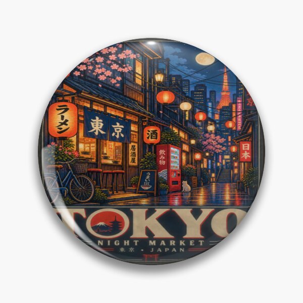 Item preview, Tokyo Night Market Japan Vintage Travel Poster, Retro Tokyo Street Japanese Aesthetic designed and sold by TulipsArtDesigns .