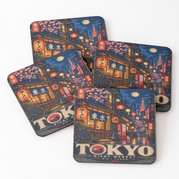 Item preview, Tokyo Night Market Japan Vintage Travel Poster, Retro Tokyo Street Japanese Aesthetic designed and sold by TulipsArtDesigns .