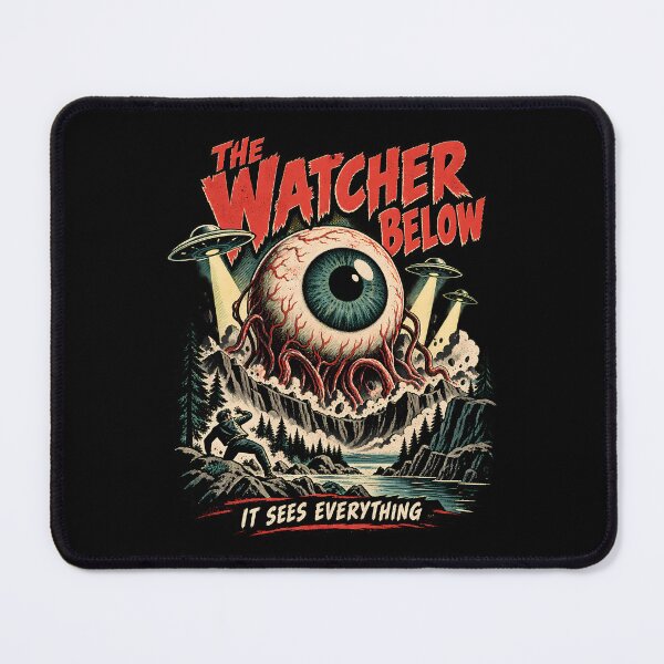 Item preview, The Watcher Below Vintage Cosmic Horror Illustration with Tentacles and UFOs designed and sold by potseed21.
